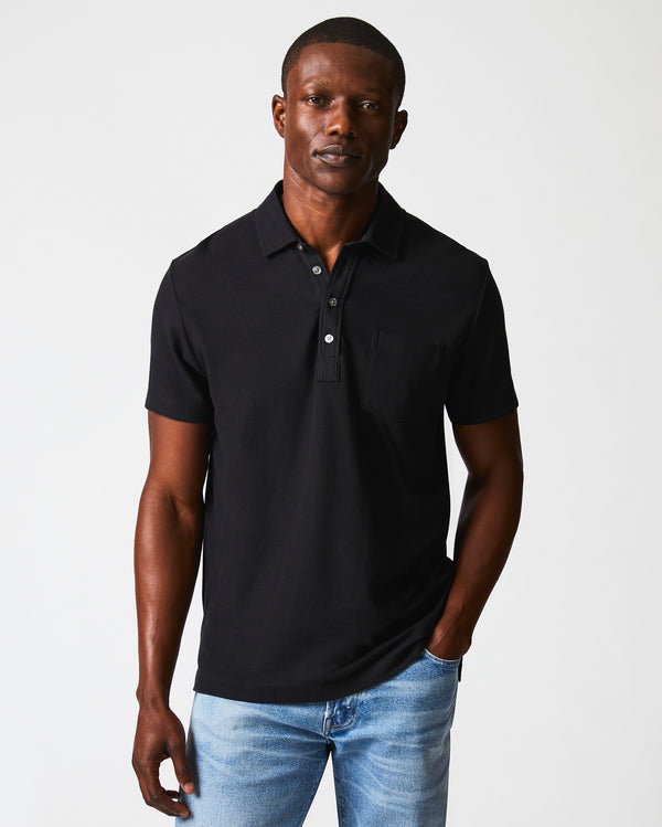 Male model wears the Pique Pensacola Polo in Black