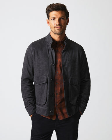 Slub Cotton Cardigan in Black