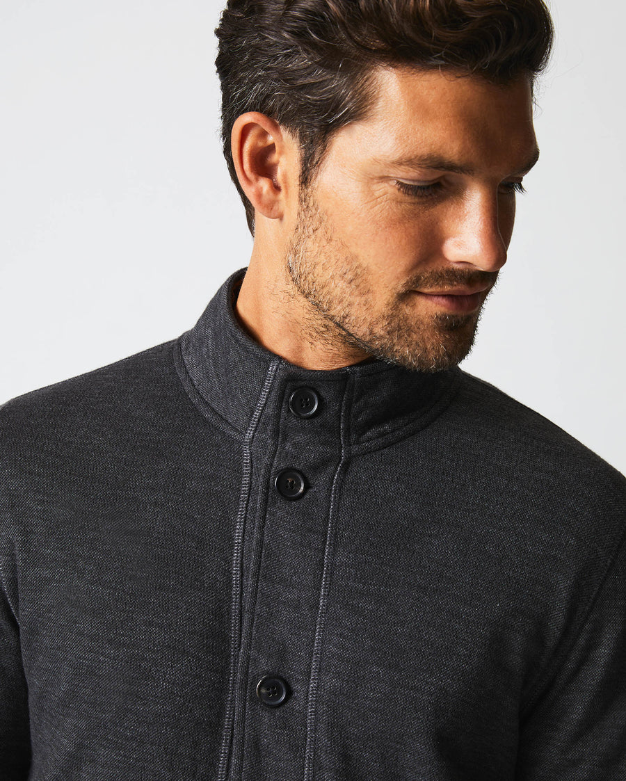 Slub Cotton Cardigan in Black