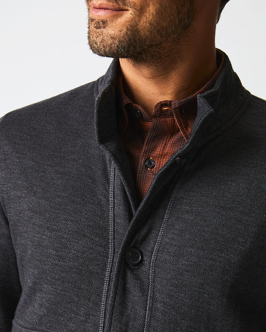 Slub Cotton Cardigan in Black