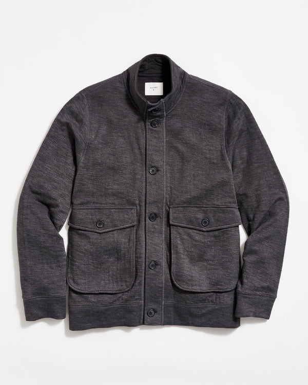 Slub Cotton Cardigan in Black