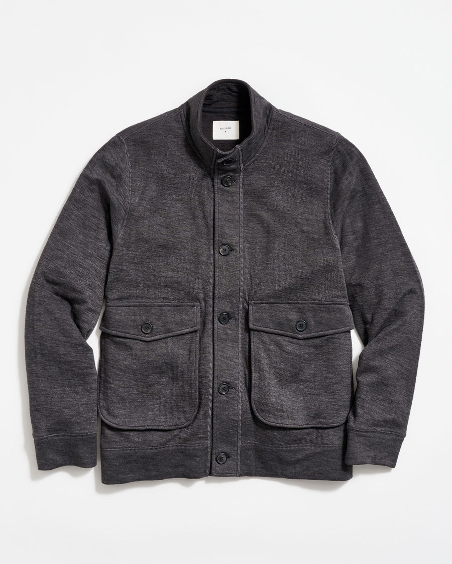 Slub Cotton Cardigan in Black
