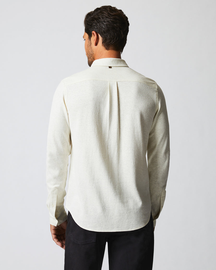 L/S Hemp Cotton Knit Shirt in Tinted White