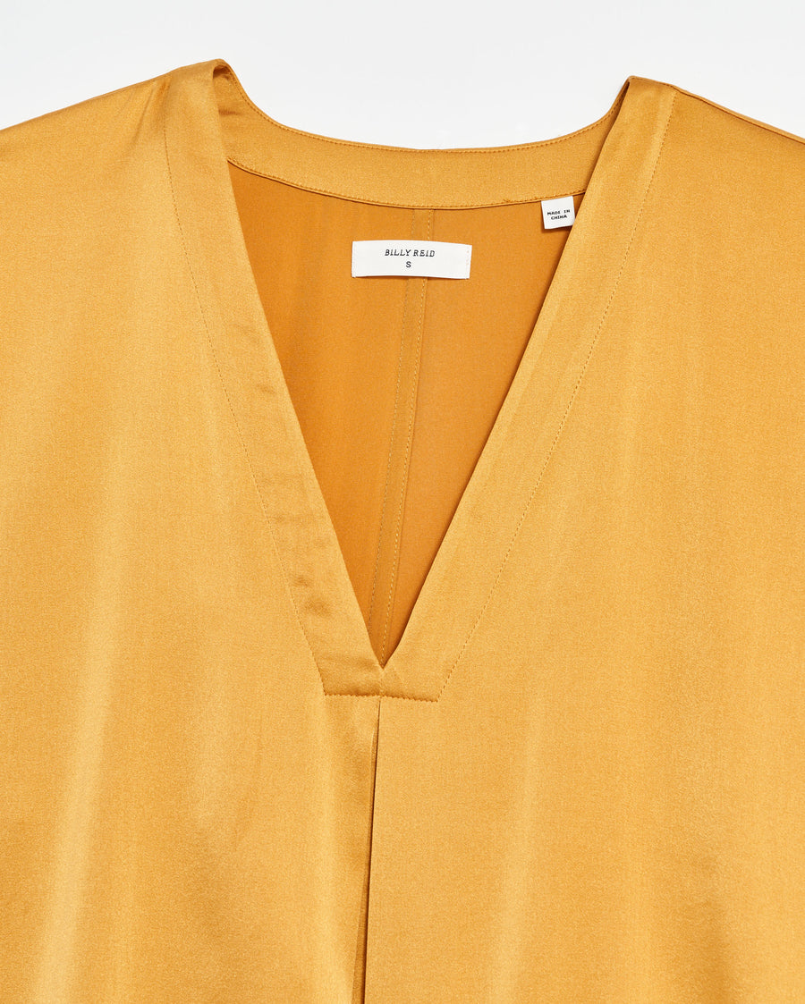 V Pleat Blouse in Amber Gold