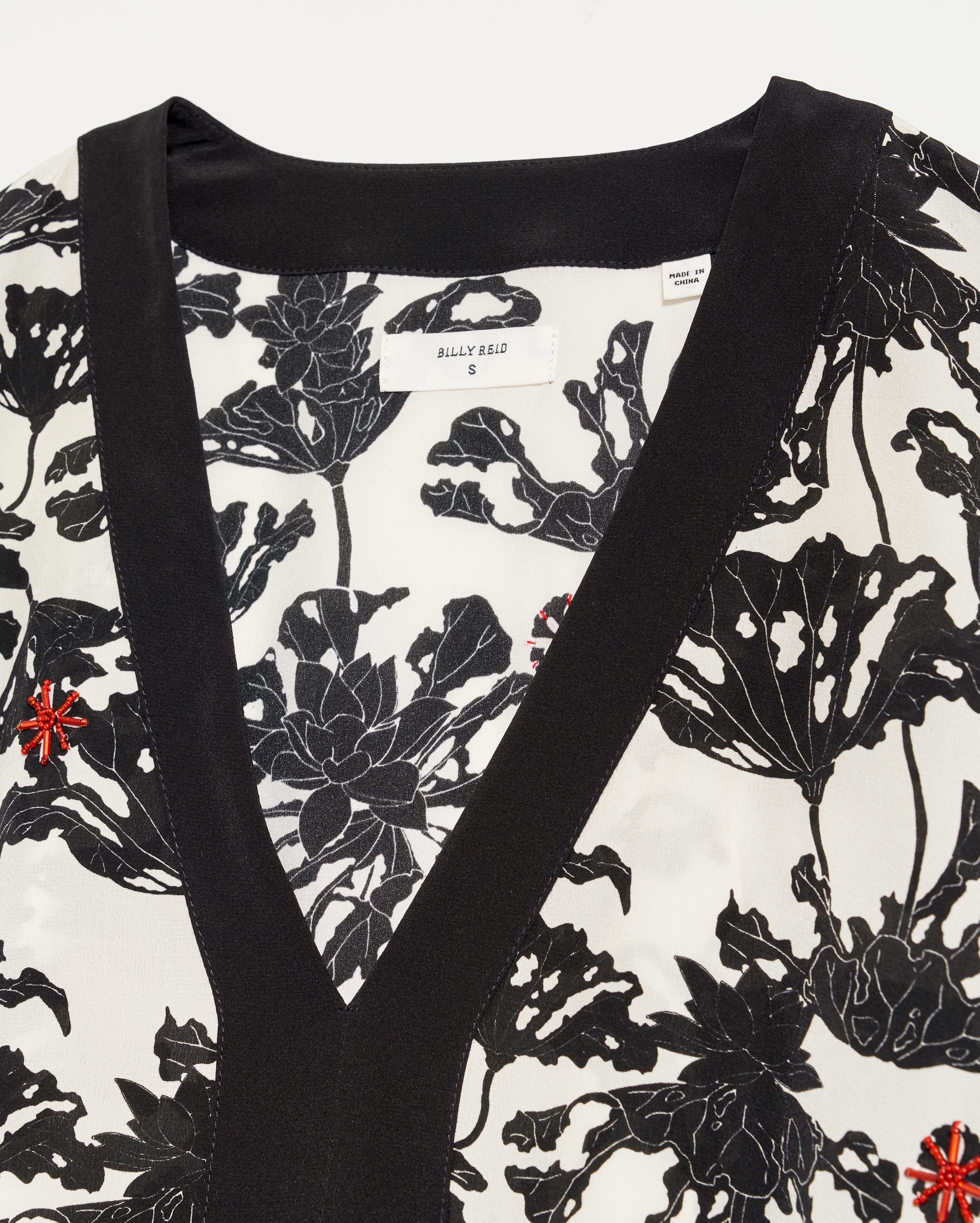 Banded Kaftan Blouse in Black/White