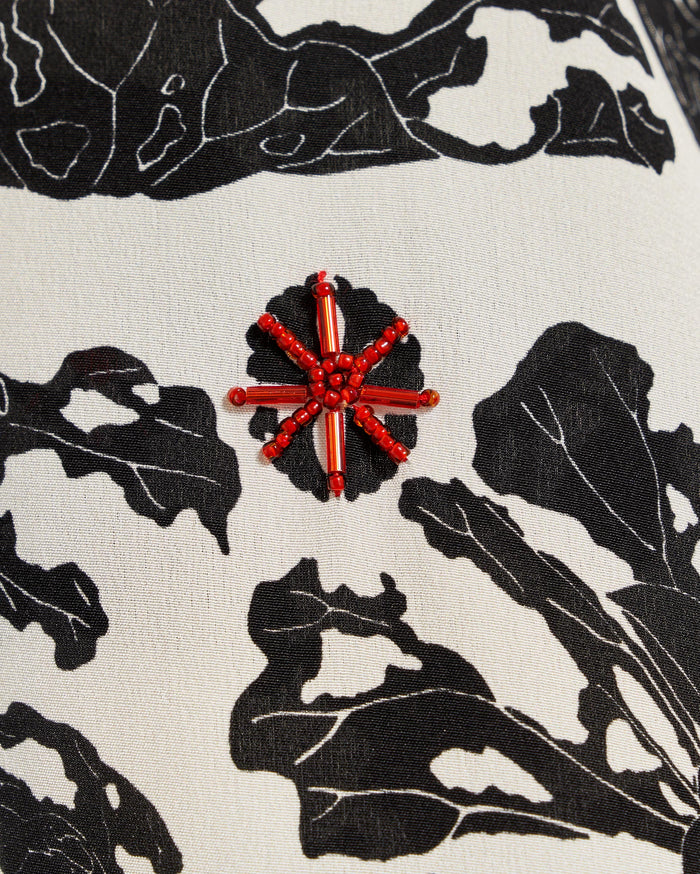 Banded Kaftan Blouse in Black/White