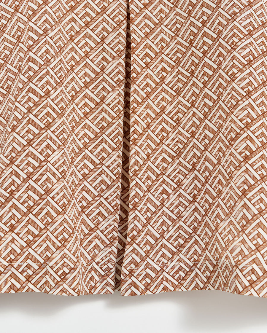 V Pleat Blouse in Cream/Brown
