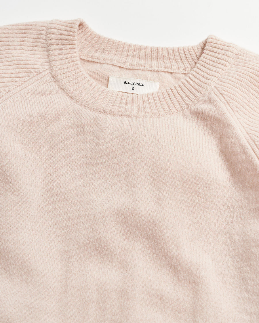 Balloon Sleeve Crew Sweater in Light Pink