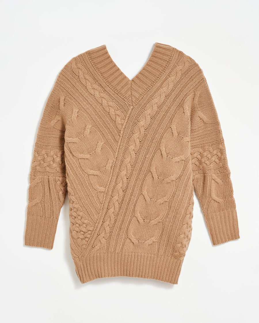  Bias Cable Sweater in Camel