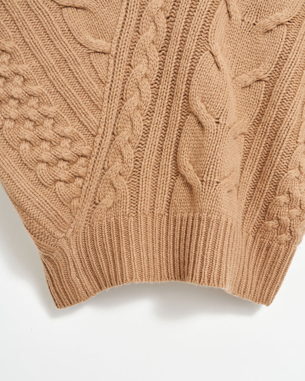  Bias Cable Sweater in Camel