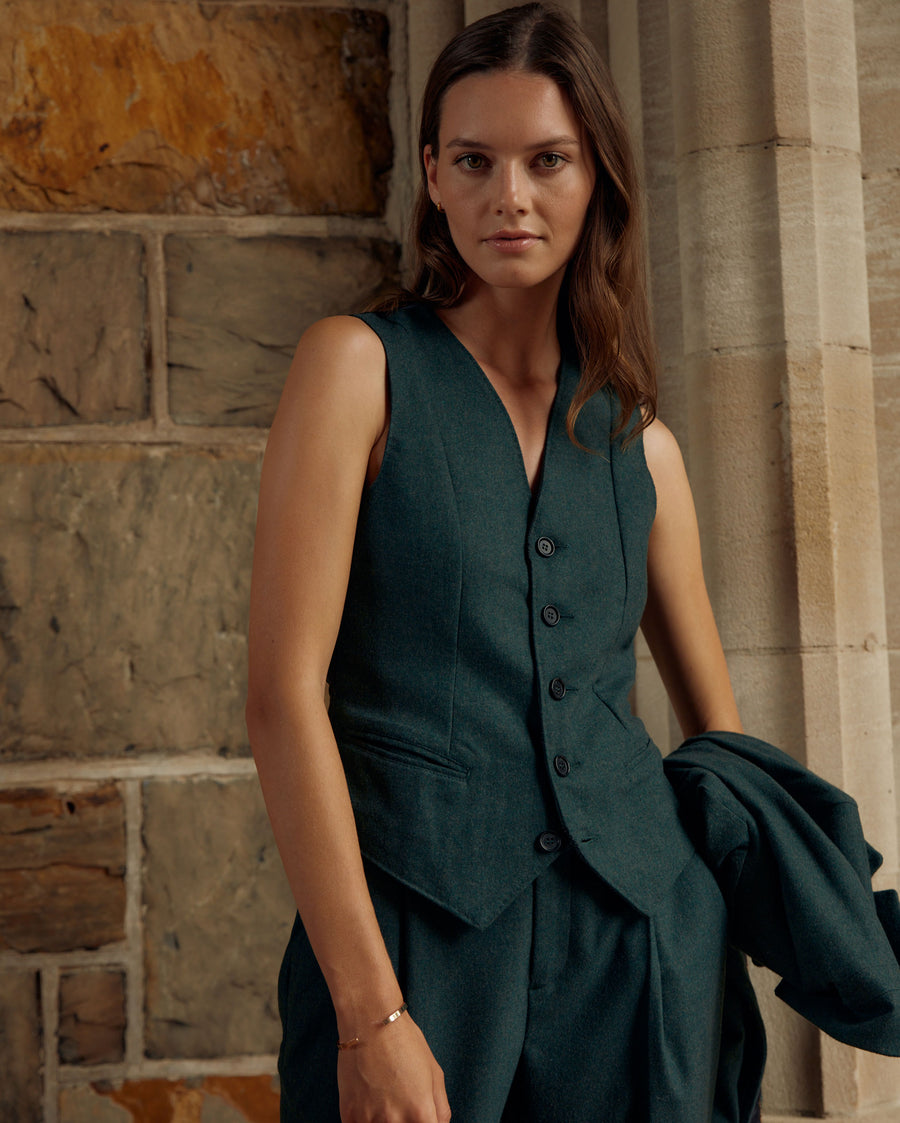 Banded Blazer in Grey/Green