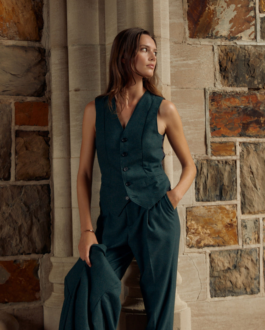 Boyfriend Vest in Grey/Green