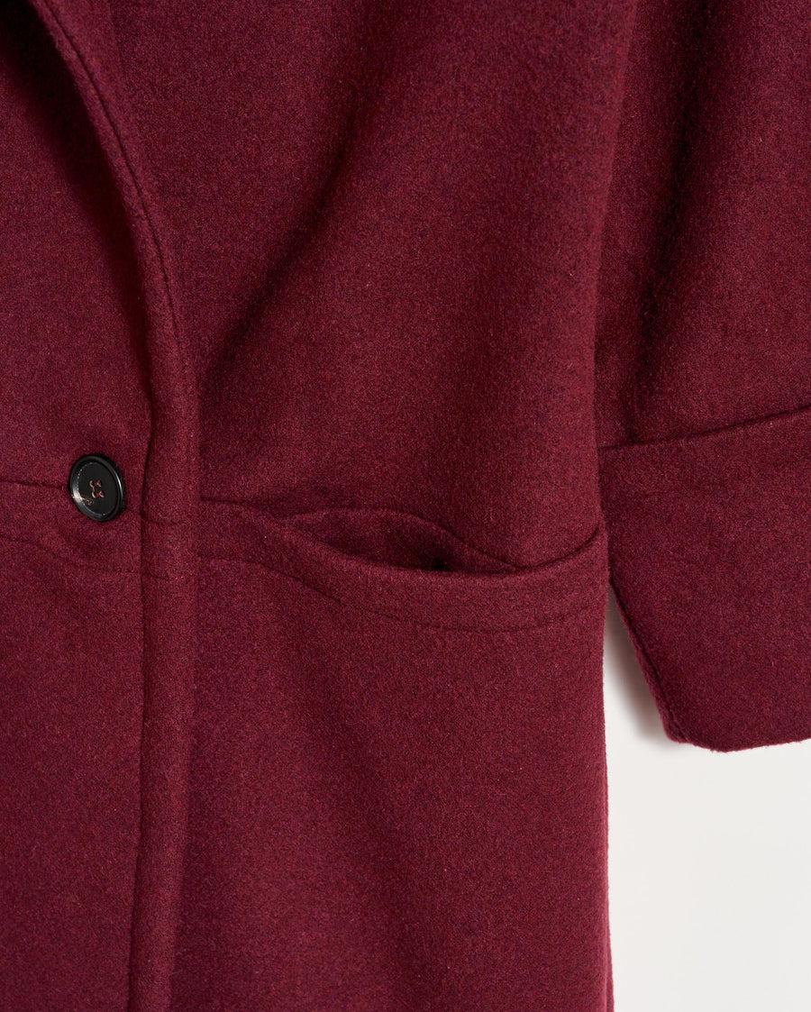 Cocoon Coat Solid in Burgundy