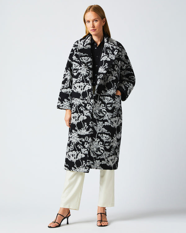Cocoon Coat Custom in Black/White
