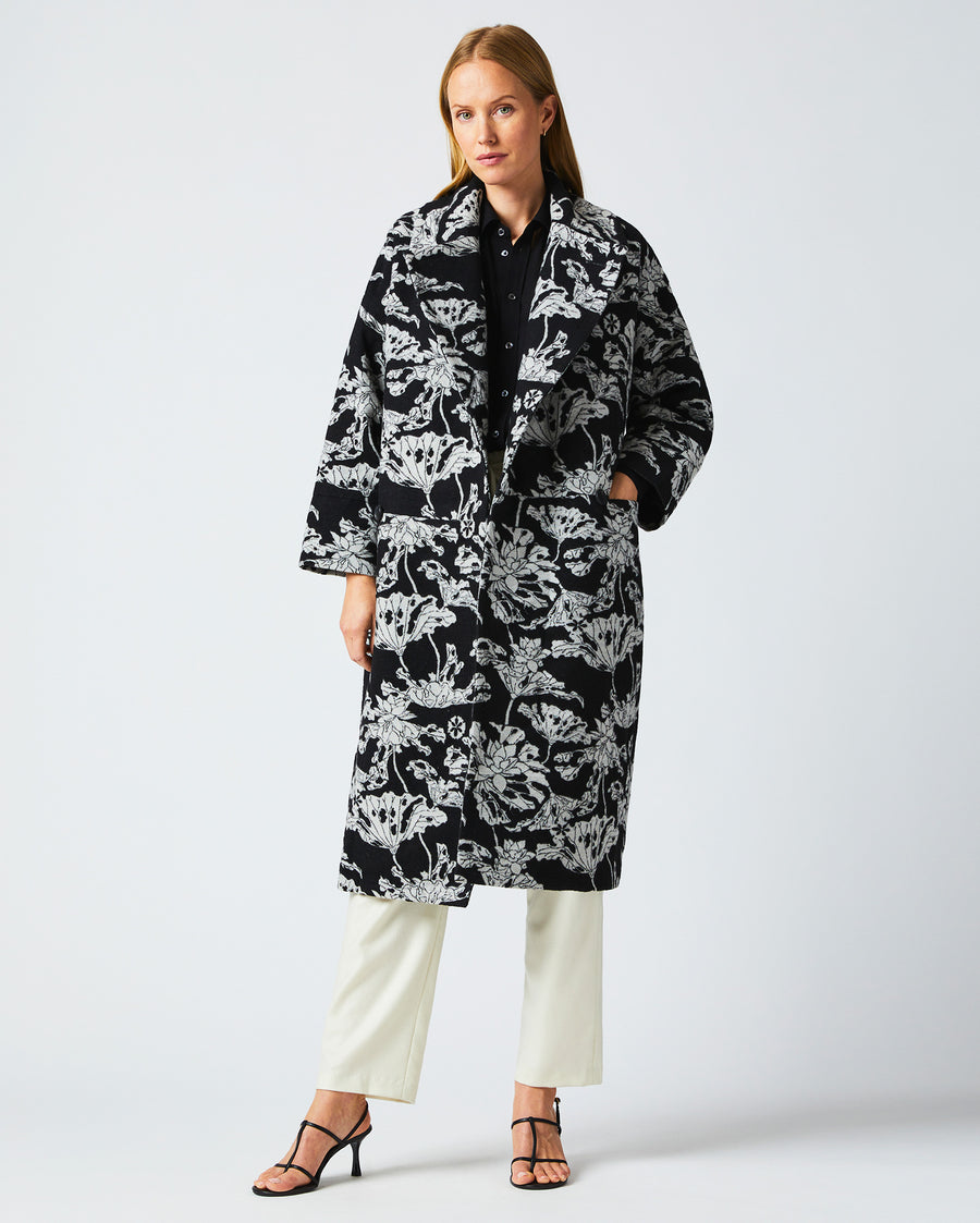 Cocoon Coat Custom in Black/White