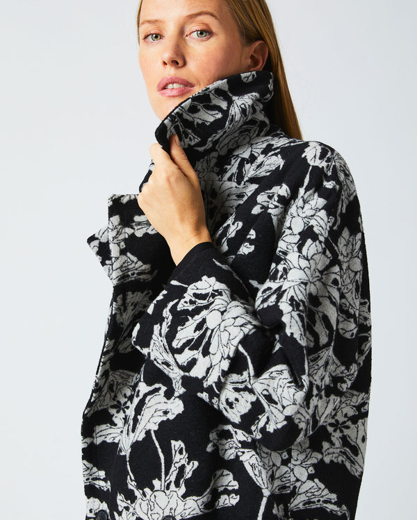 Cocoon Coat Custom in Black/White