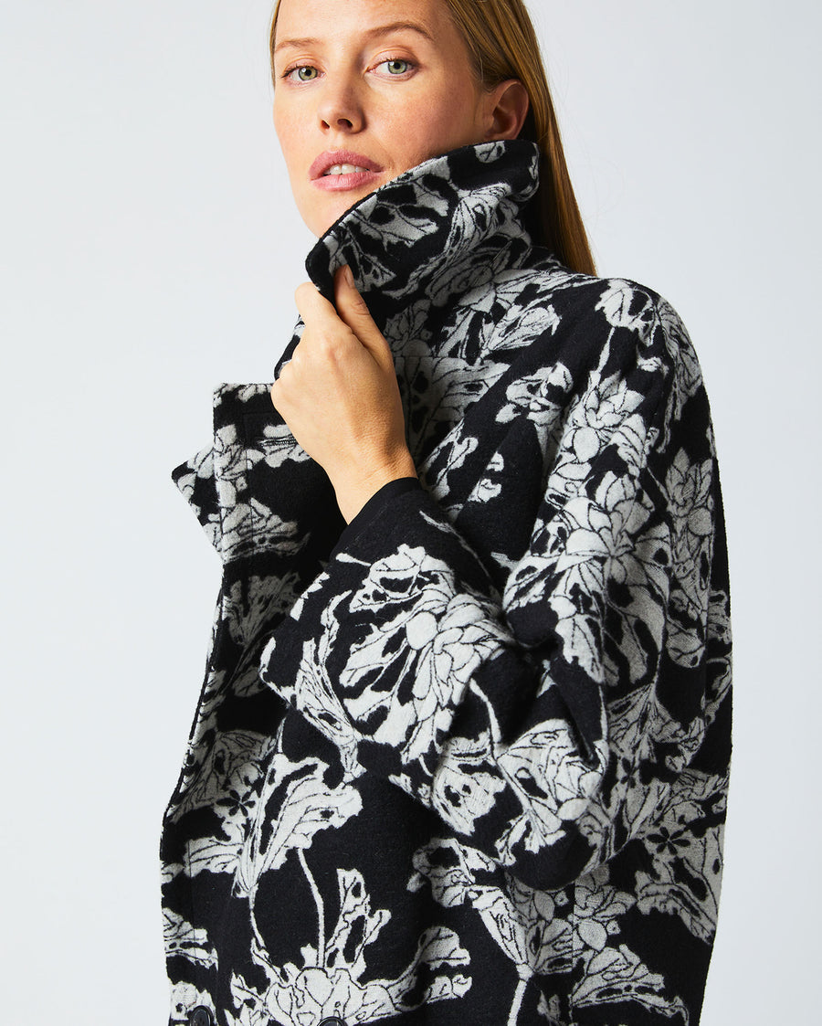 Cocoon Coat Custom in Black/White