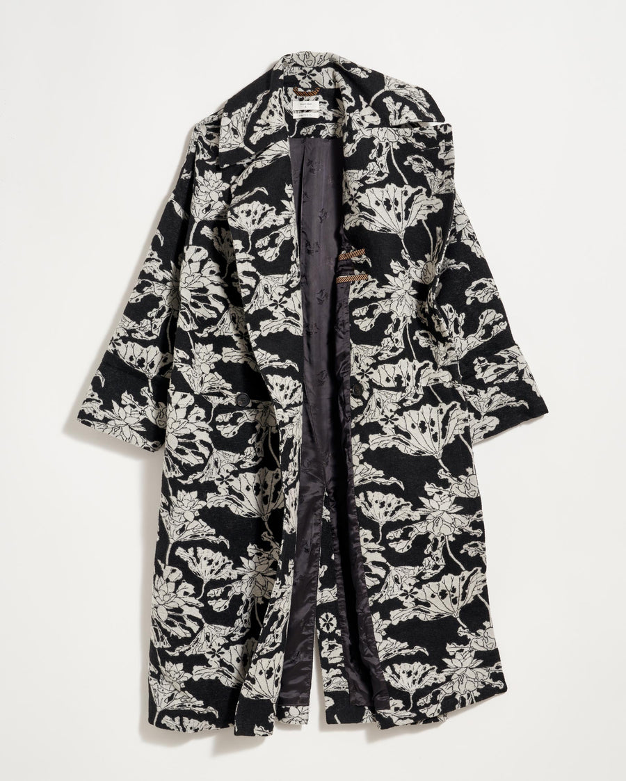 Cocoon Coat Custom in Black/White