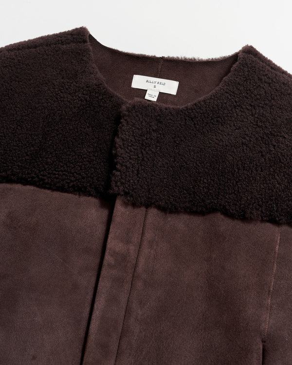 Short Shearling Jacket in Coffee Bean