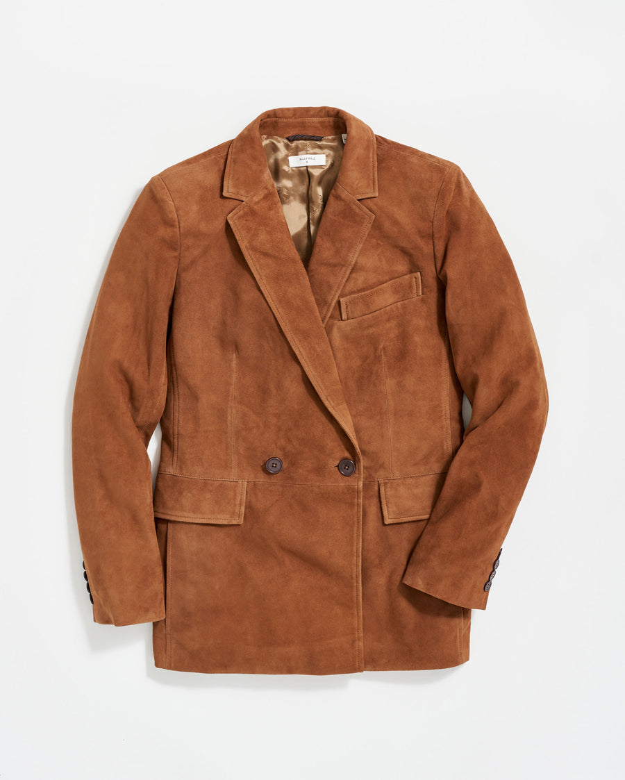 Suede Blazer in Cognac