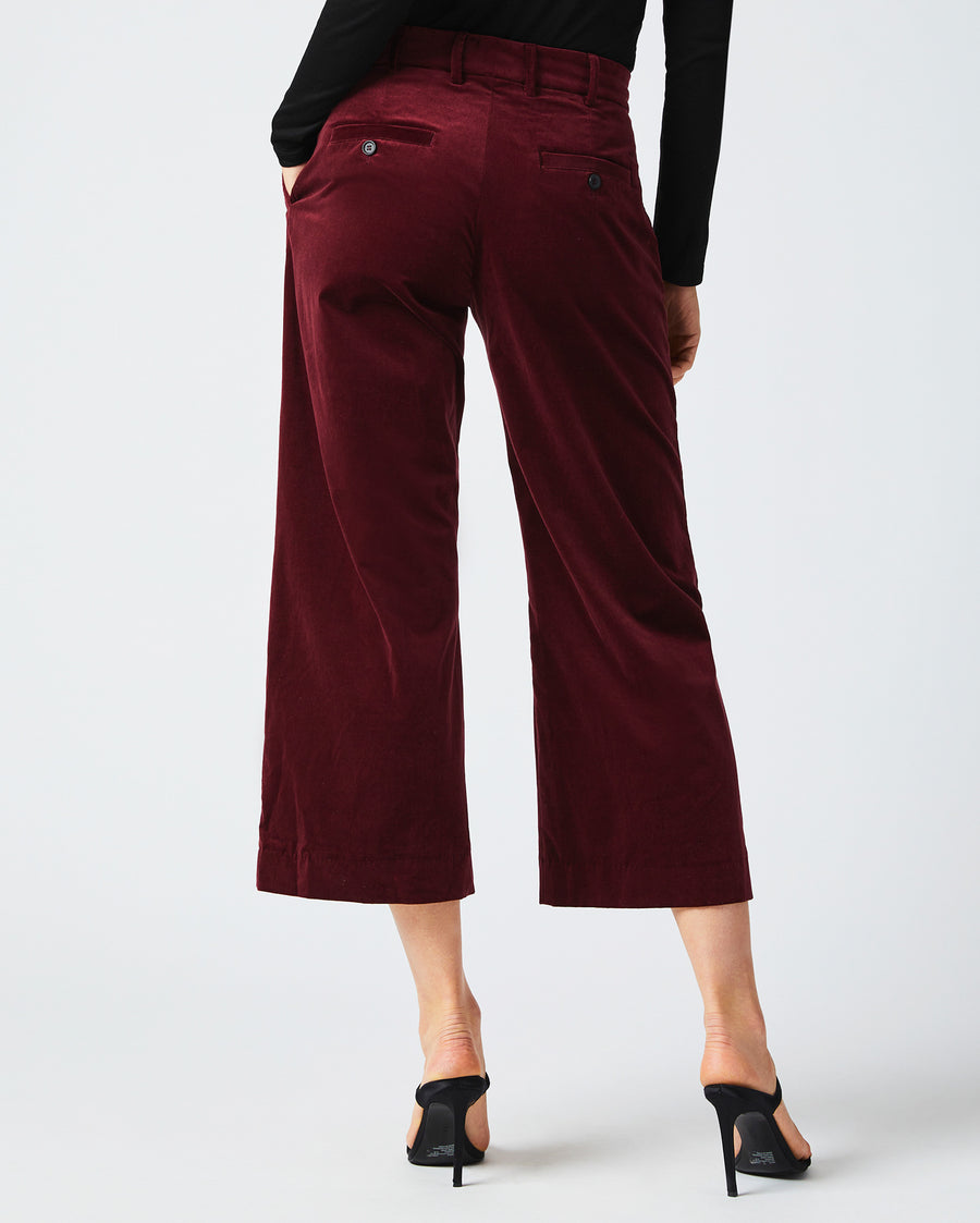 Tab Cropped Trouser in Maroon