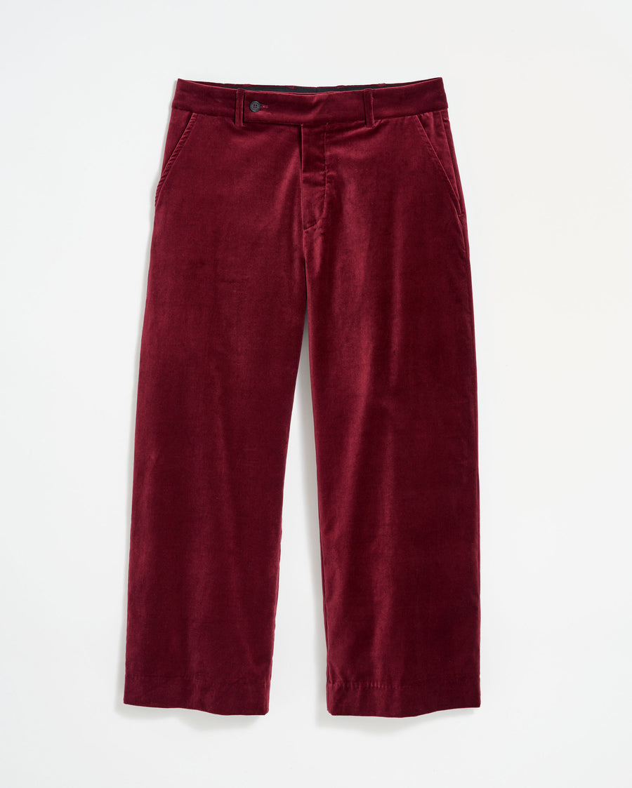 Tab Cropped Trouser in Maroon