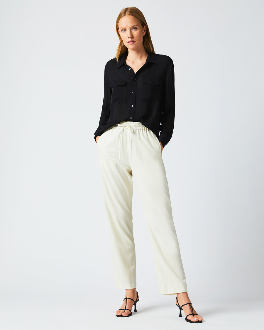 Wool Track Pant in Cream