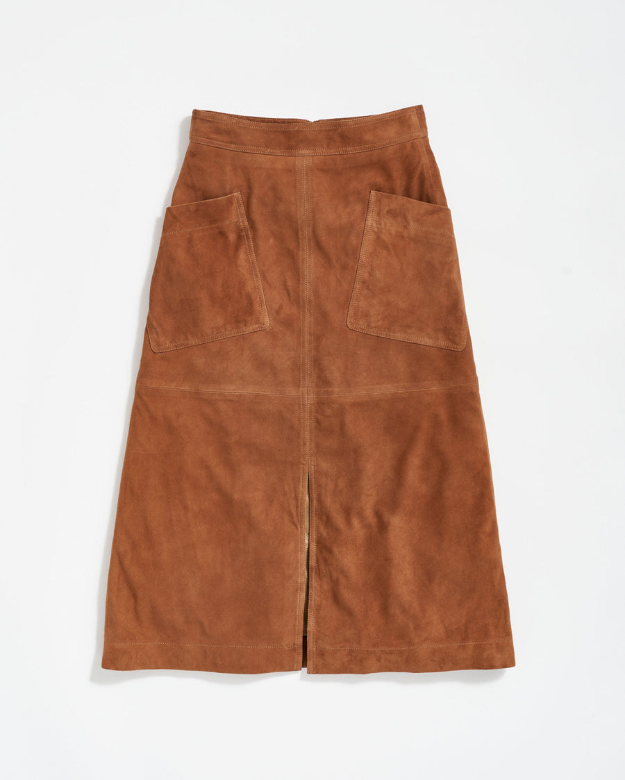 A Line Suede Skirt in Cognac