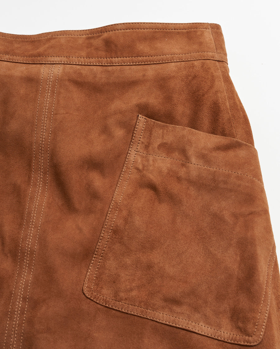 A Line Suede Skirt in Cognac