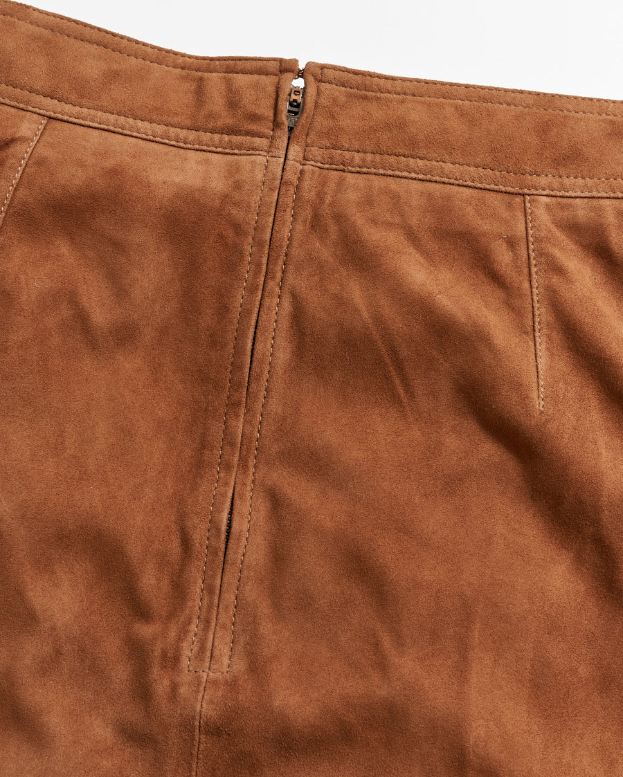 A Line Suede Skirt in Cognac