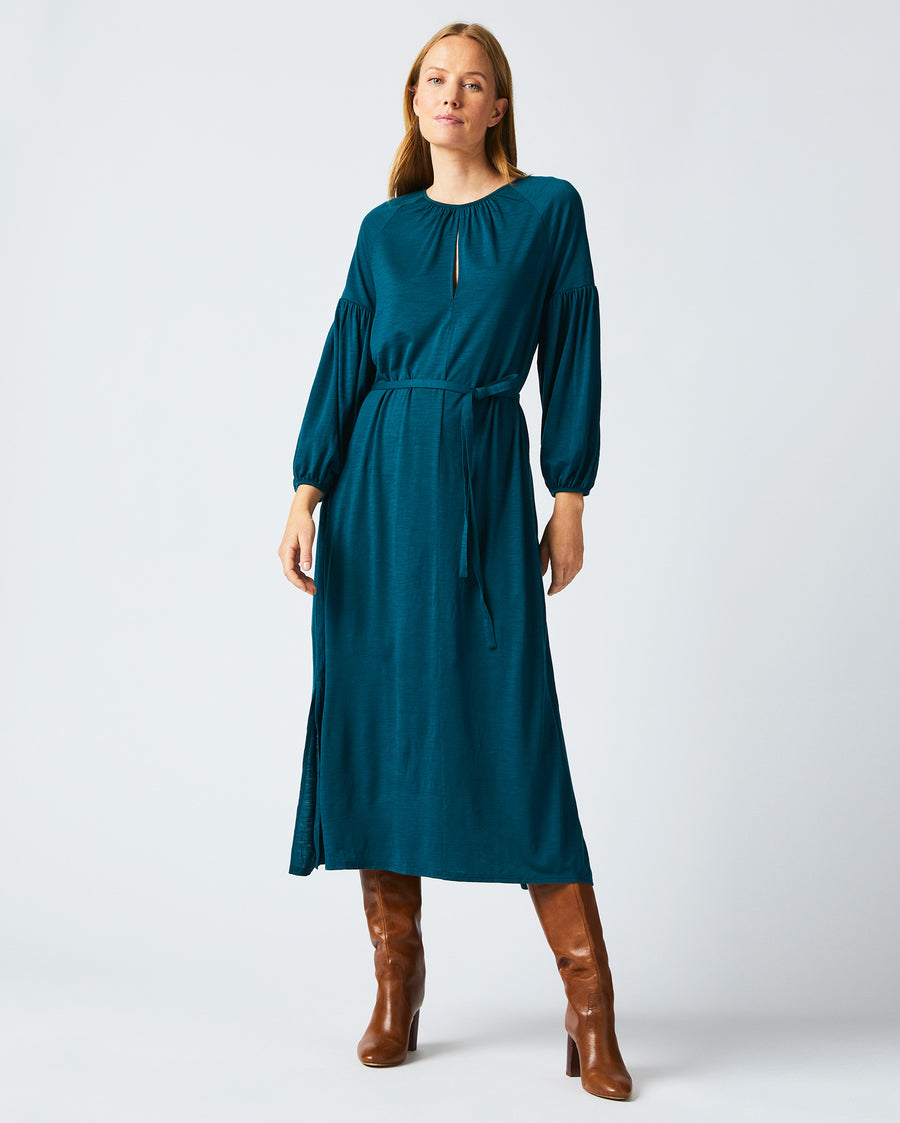 Keyhole Midi Dress in Teal