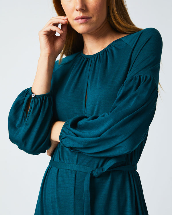 Keyhole Midi Dress in Teal