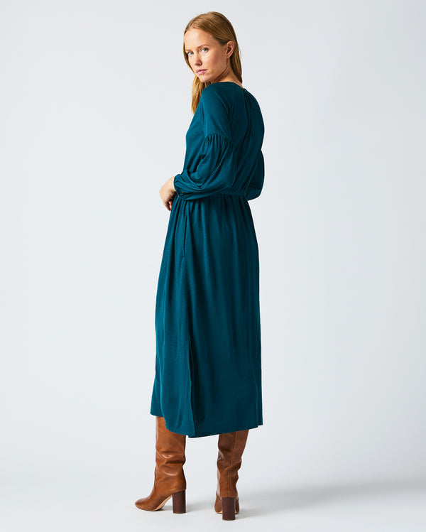 Keyhole Midi Dress in Teal