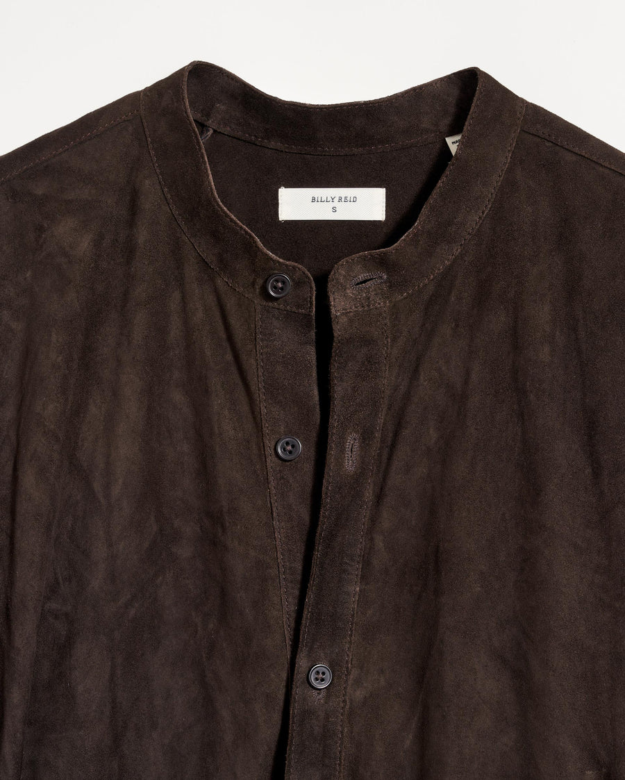 Suede Shirttail Dress in Chocolate
