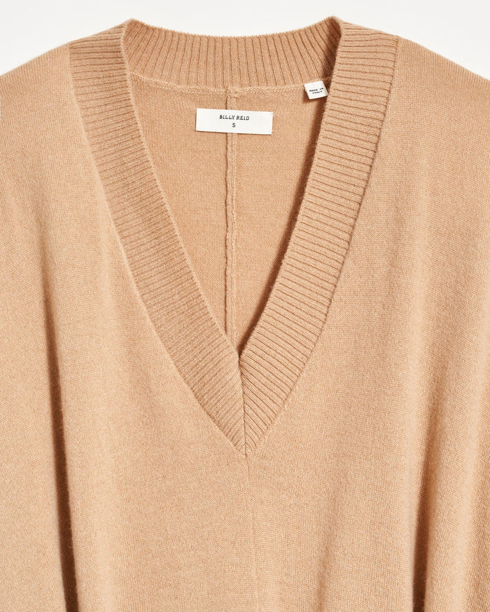 Poncho Sweater Dress in Camel