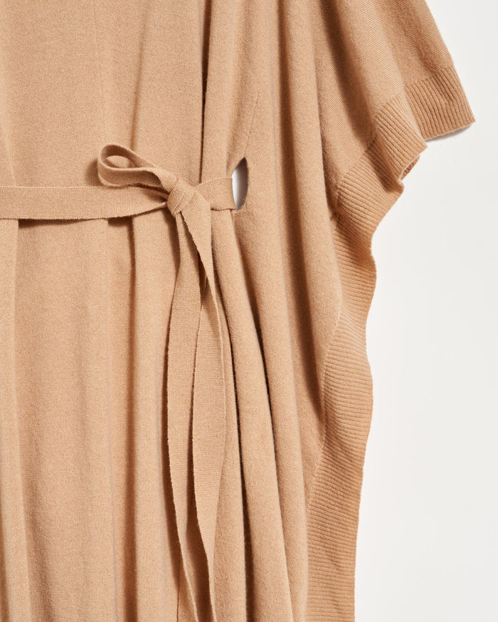 Poncho Sweater Dress in Camel