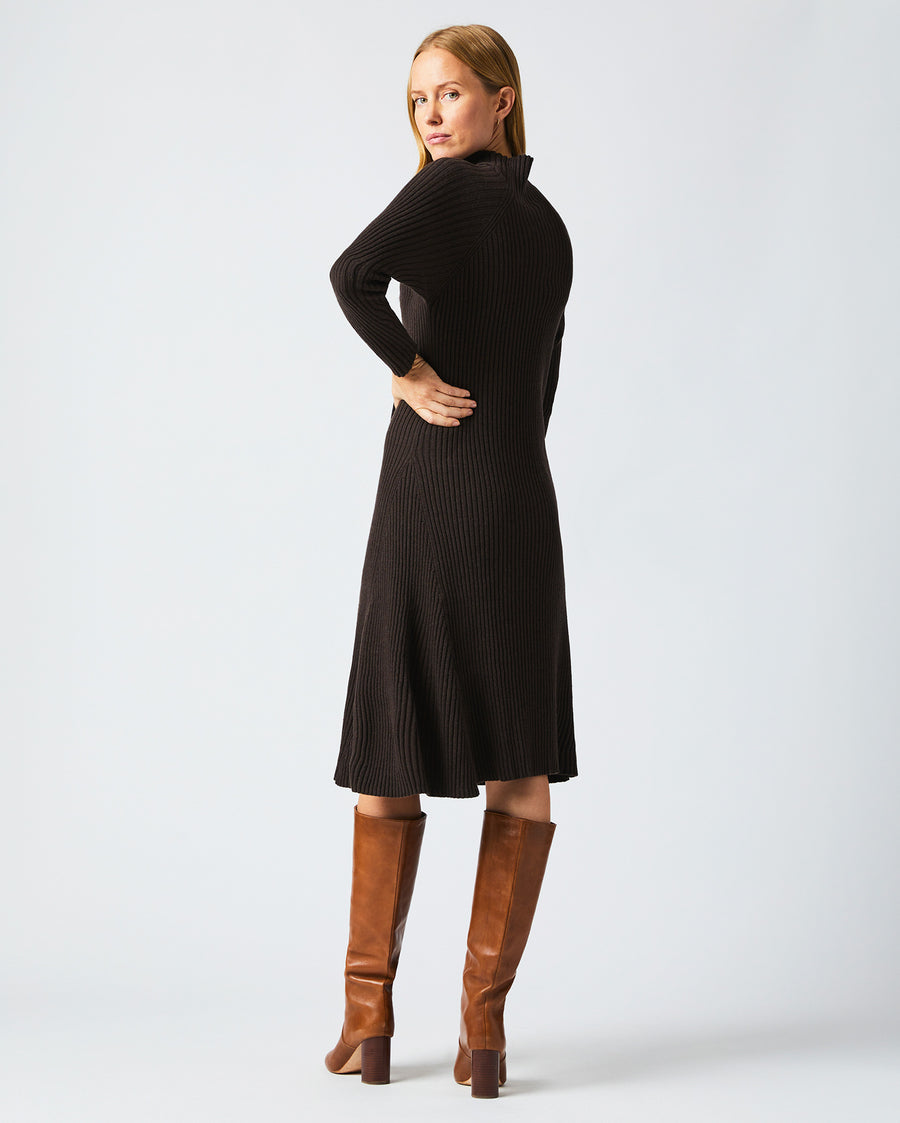 Turtleneck Sweater Dress in Coffee Bean worn by female model