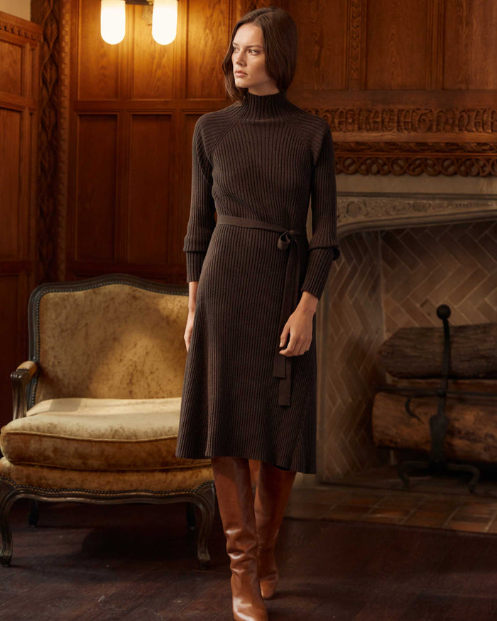 Billy Reid Turtleneck Sweater Dress, Coffee Bean Billy Reid Turtleneck Sweater Dress, Coffee Bean