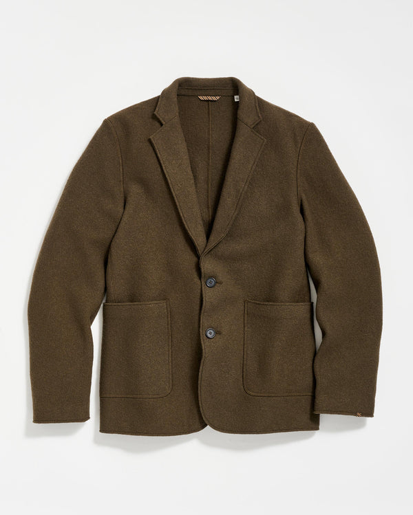 Boiled Wool Sport Coat in Olive