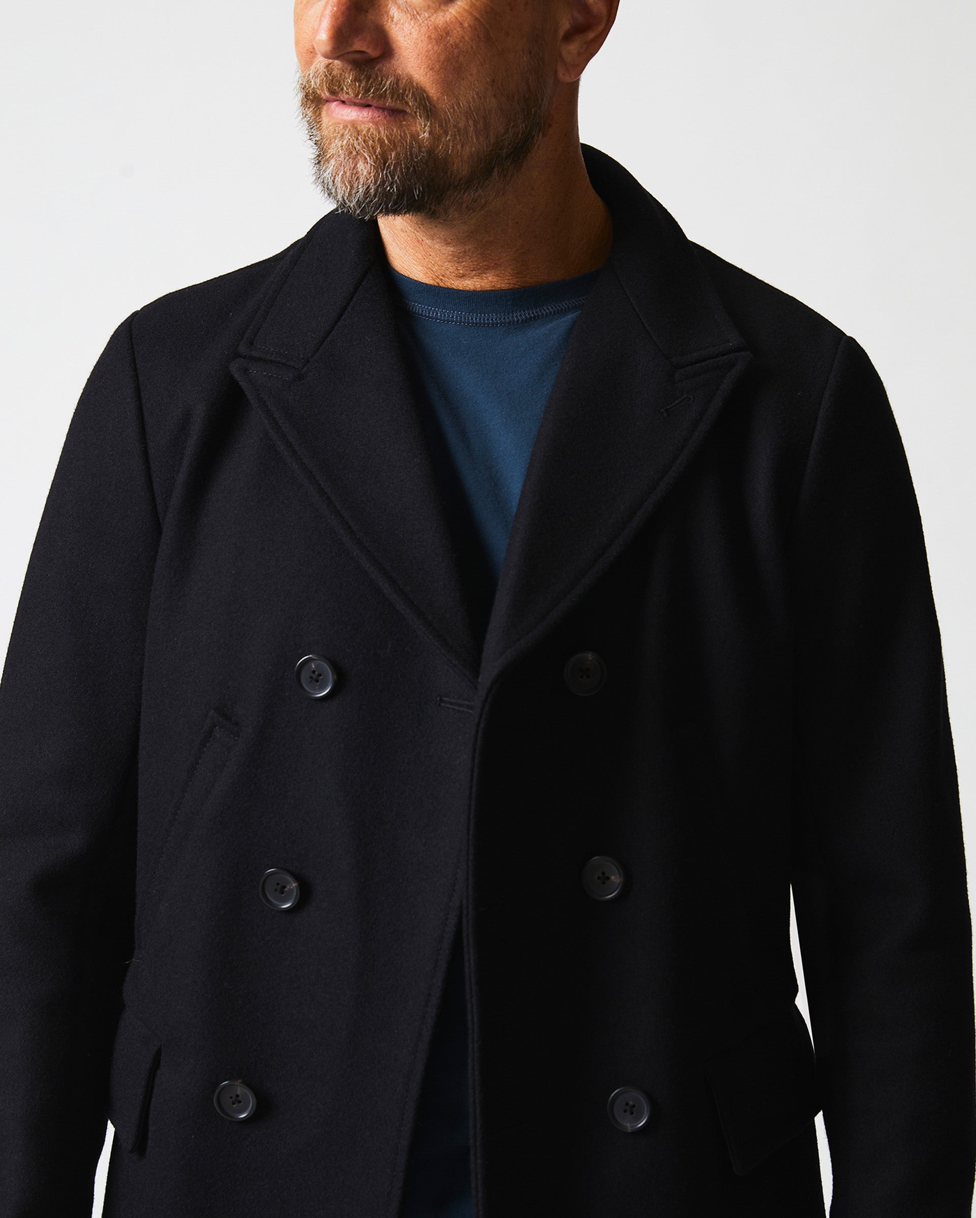 BOND PEACOAT IN BLACK – Billy Reid