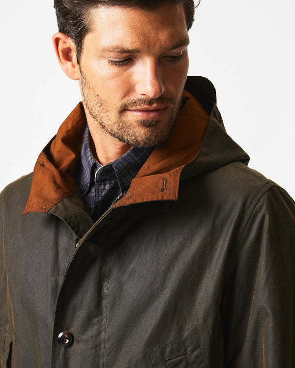 Male Model wears Billy Reid Rain Parka