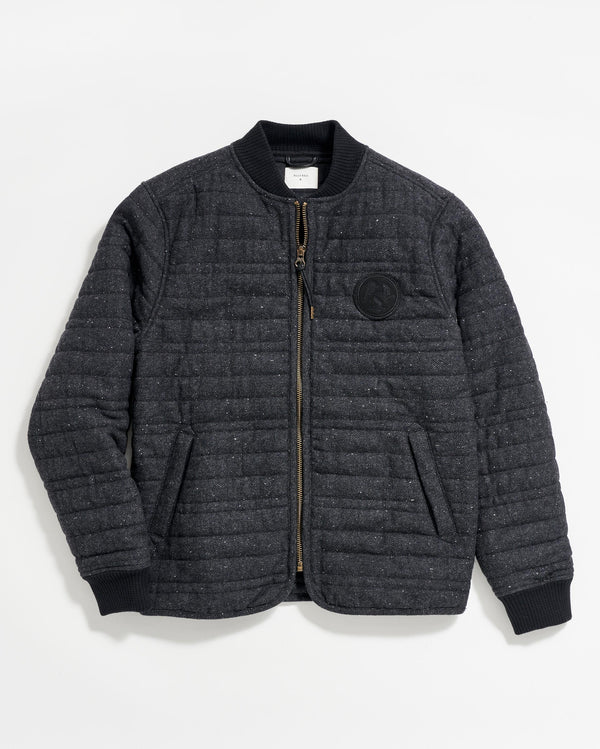 Collegiate Bomber in Black Tweed