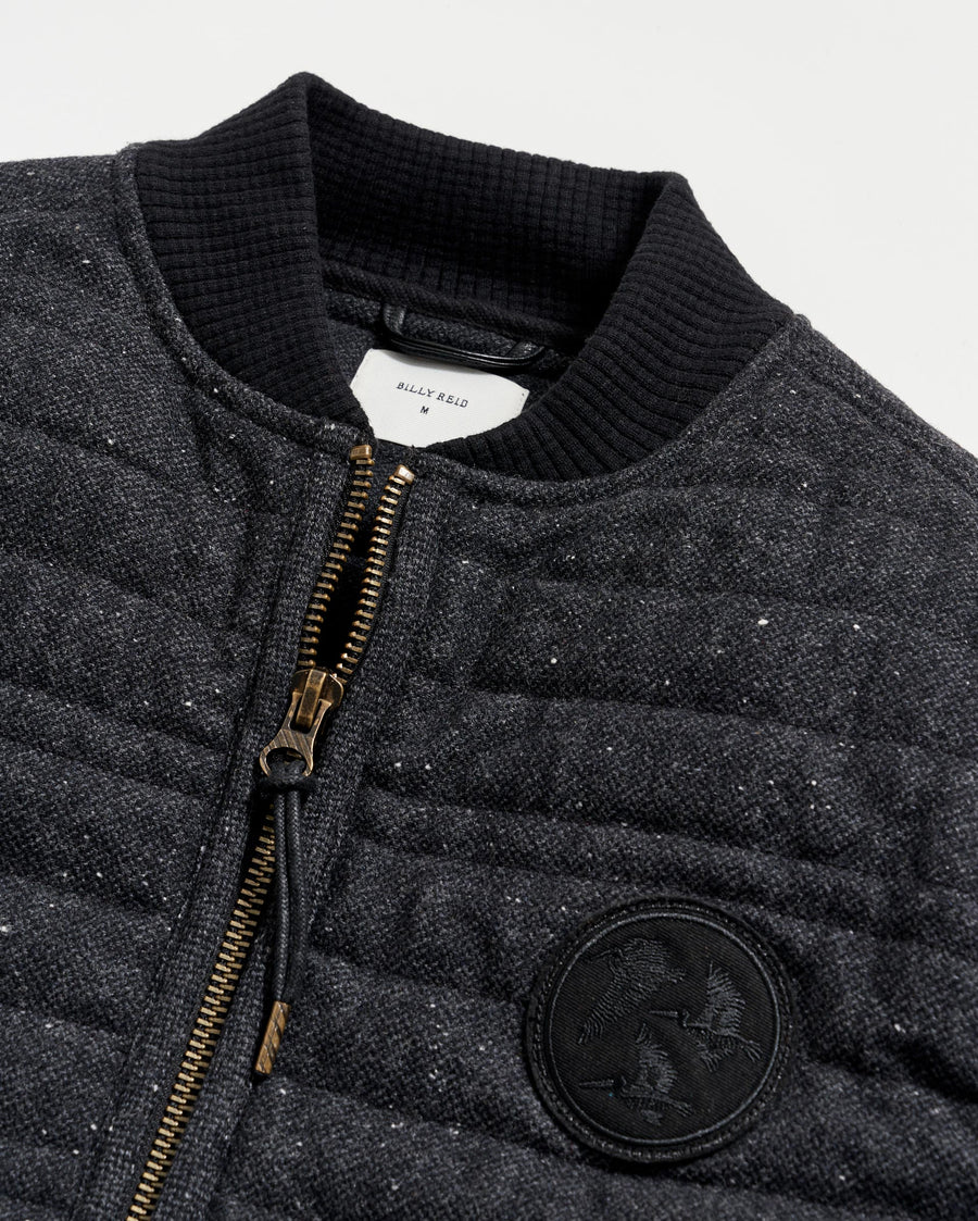 Collegiate Bomber in Black Tweed