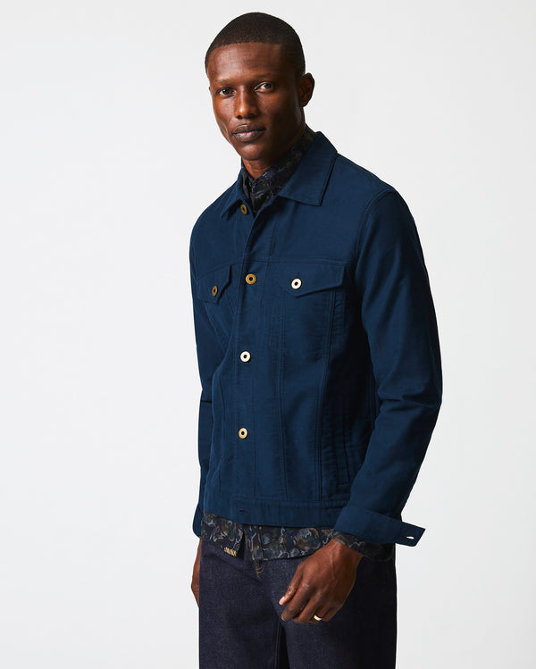 Moleskin Tupelo Trucker Jacket in Carbon Blue