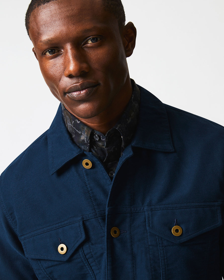 Moleskin Tupelo Trucker Jacket in Carbon Blue