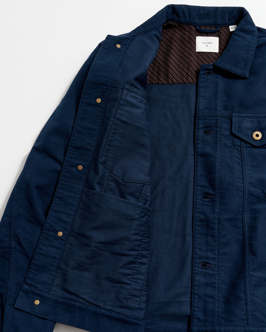Moleskin Tupelo Trucker Jacket in Carbon Blue
