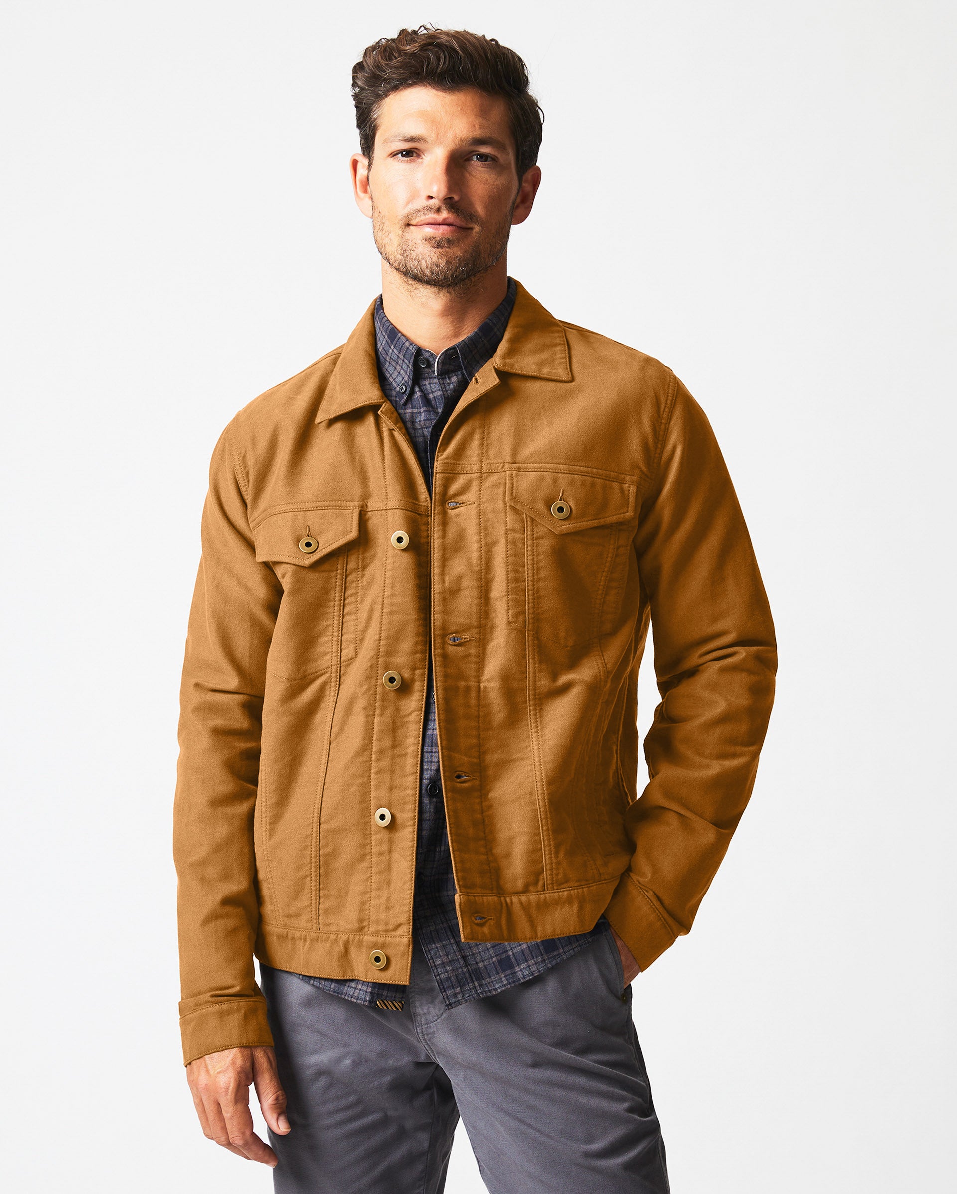 MOLESKIN TUPELO TRUCKER JACKET IN TOBACCO – Billy Reid