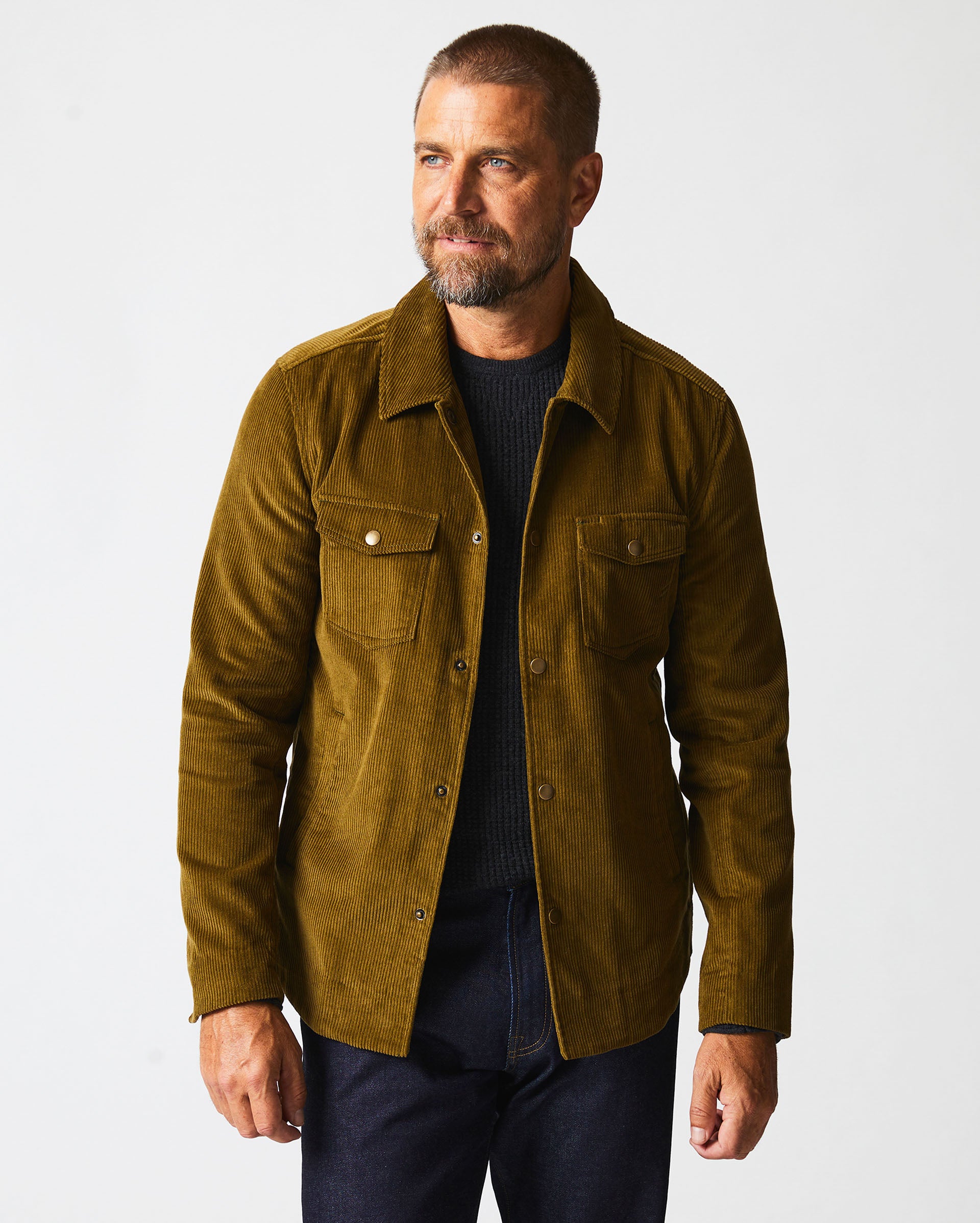 CORDUROY MO SHIRT JACKET IN OLIVE – Billy Reid