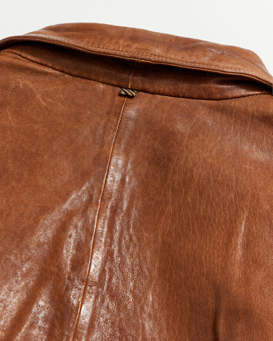 Leather Chore Coat in Cognac