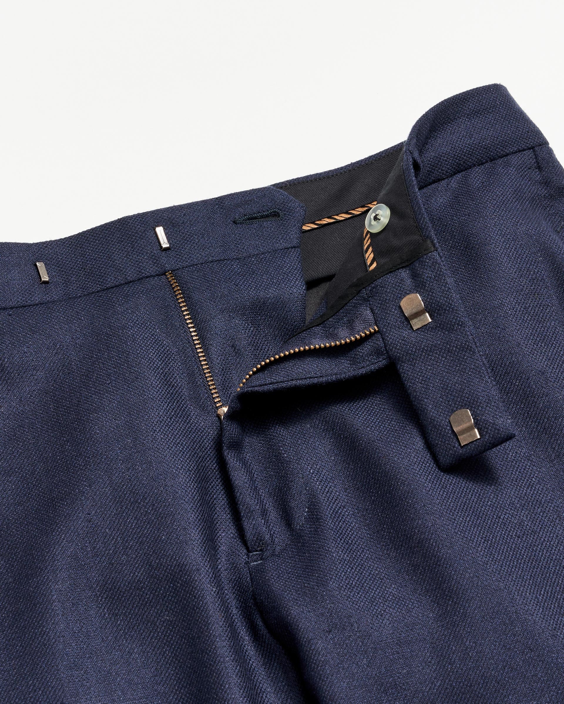 Flat Front Trouser - Silk-Wool Slim Fit - Navy | Billy Reid